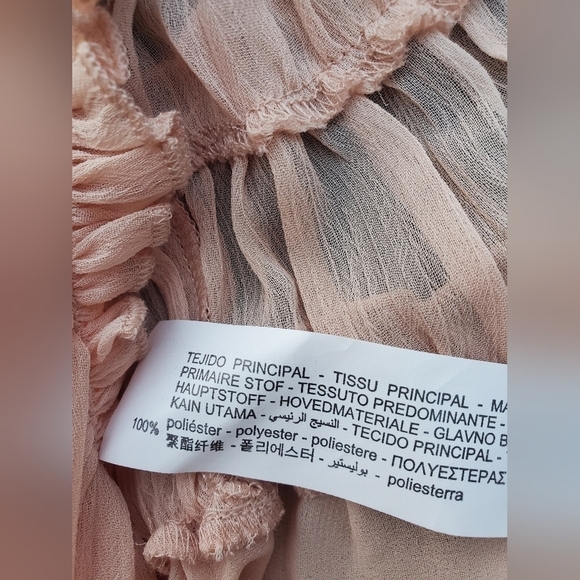 ZARA ruffle blouse large blush short sleeved top Sz Small blushpink - Picture 14 of 14